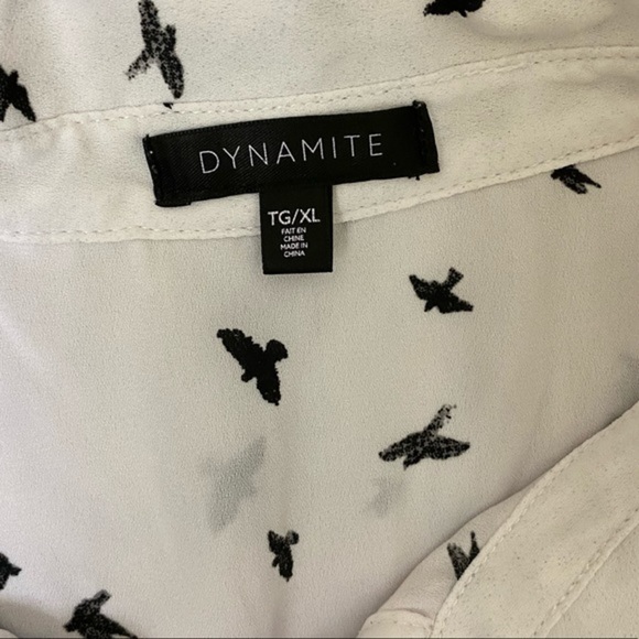 Dynamite Chiffon Patterned Button-Up Blouse - Picture 2 of 2